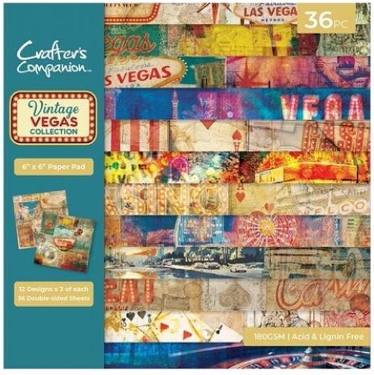 CC - Vintage Vegas - Paperpad 15x15 cm